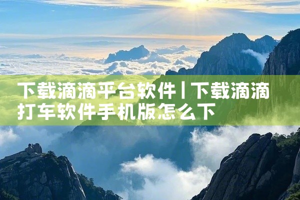 下载滴滴平台软件